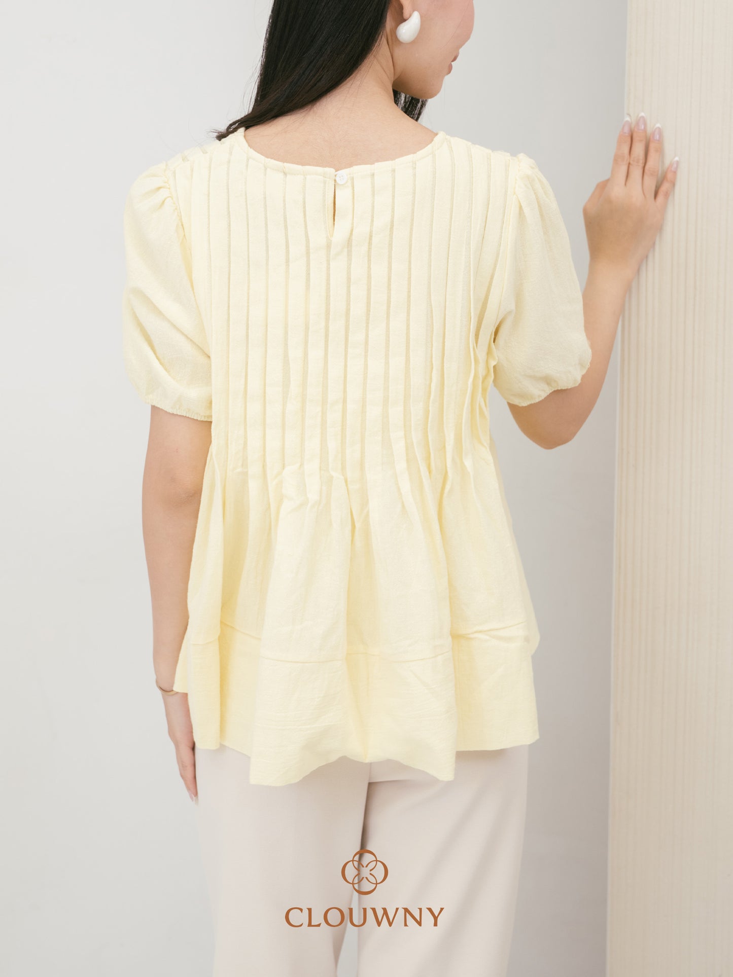 Elysia Pleated Top - Yellow