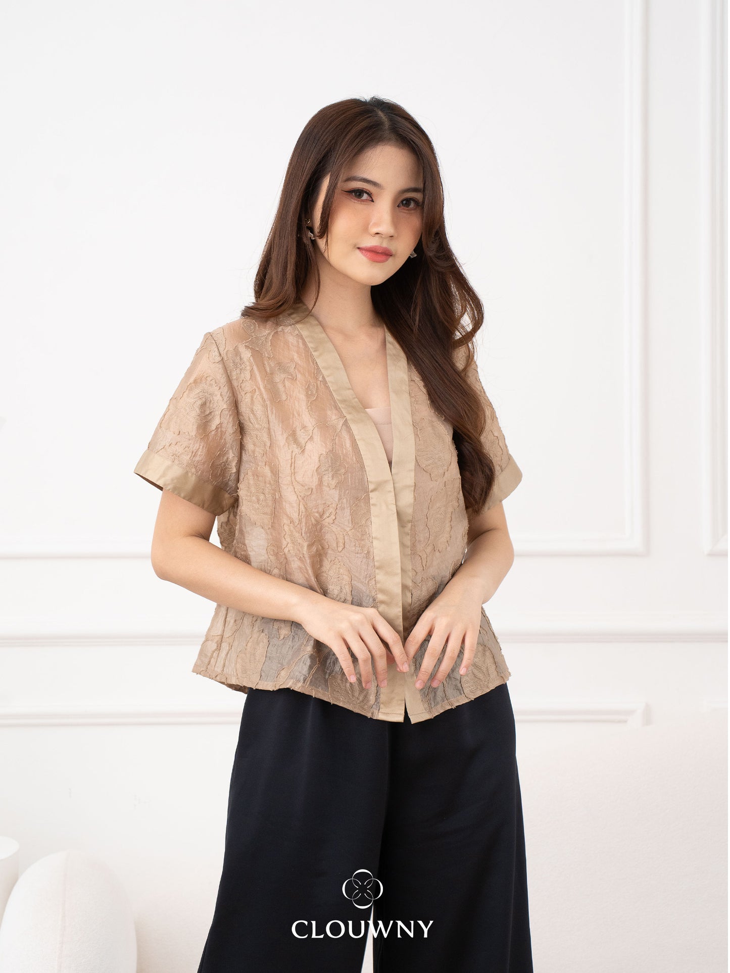 Carisa Embroidery Lace Blouse - Beige