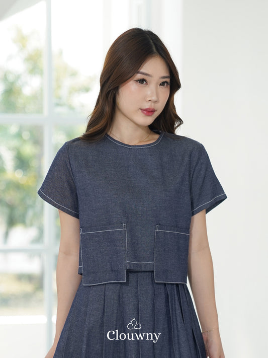 Nani Pocket Blouse - Navy