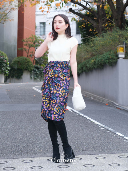 Tsuki Wrap Skirt - Navy