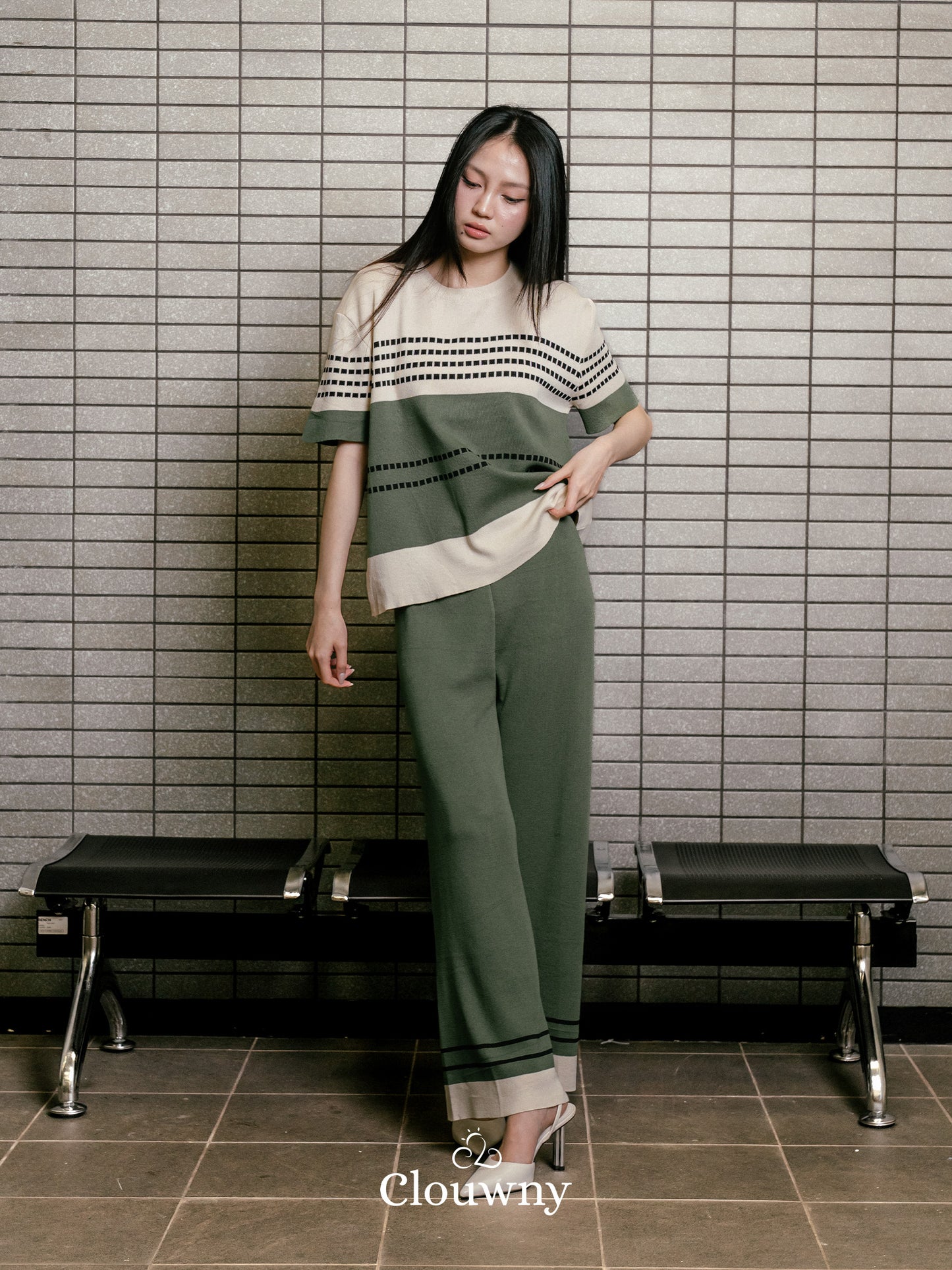 Orly Two Tone Knit Set - Green