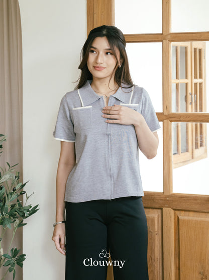 Mesa List Zipper Top - Grey