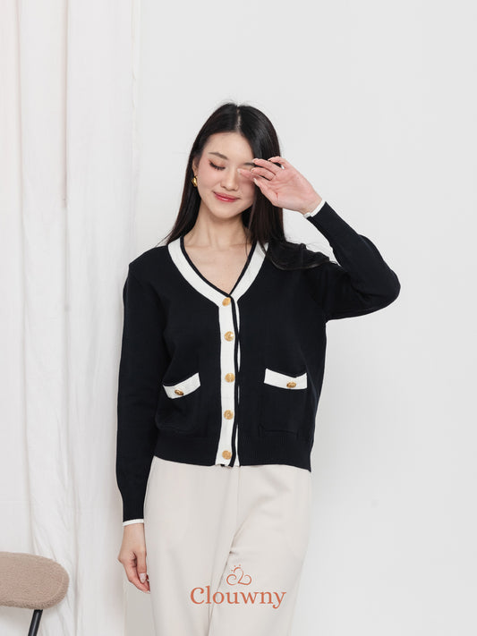 Morza Button Knit Cardigan - Black