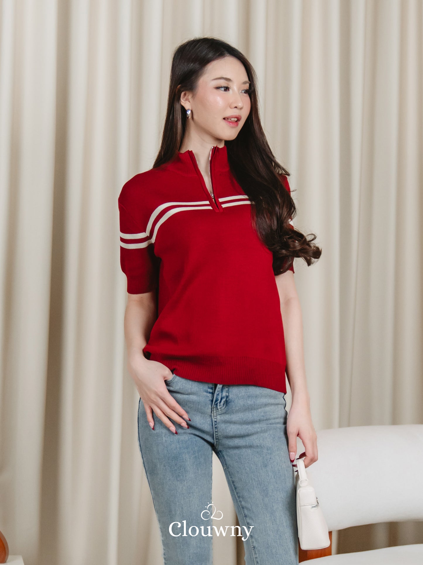 Mia Stripes Top - Maroon