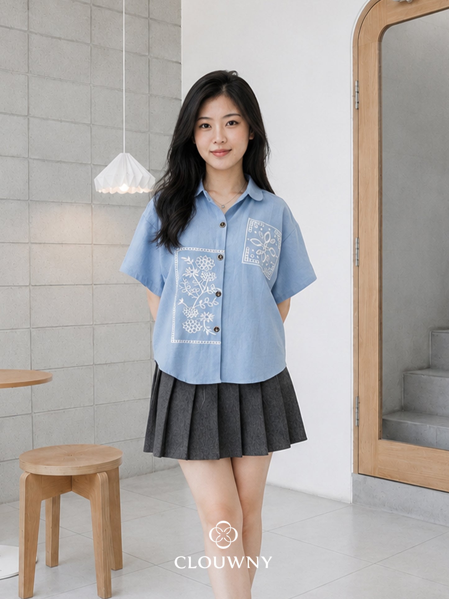 Eruna Pocket Cotton Shirt - Blue