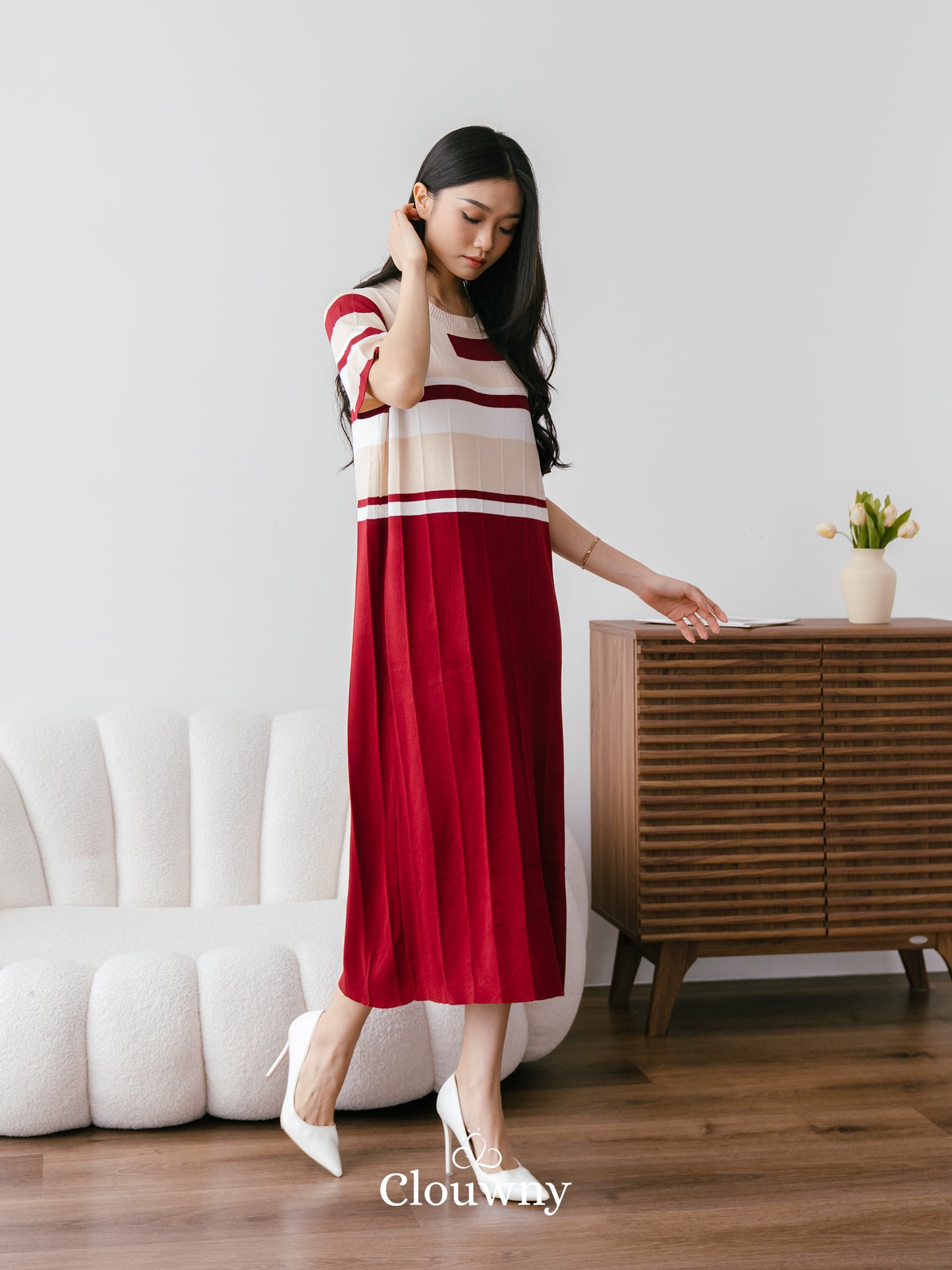 Fille Knit Dress - Maroon