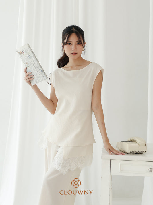 Domia Shoulder Top - Broken White
