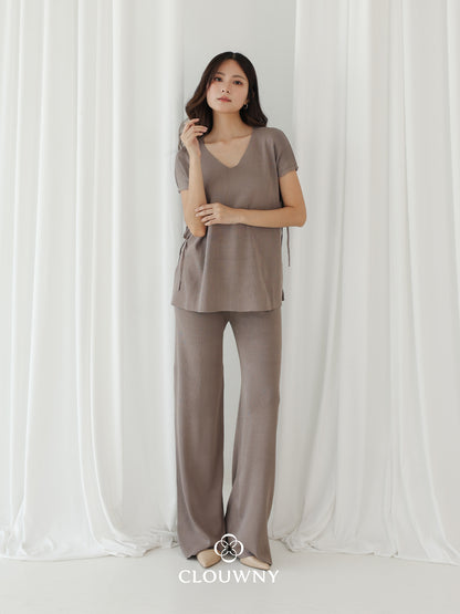 Kala Vneck Knit Set - Beige