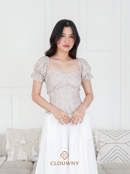 Ravina Rubber Button Blouse - Khaki