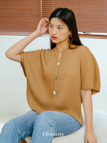 Spire Pleats Blouse - Khaki