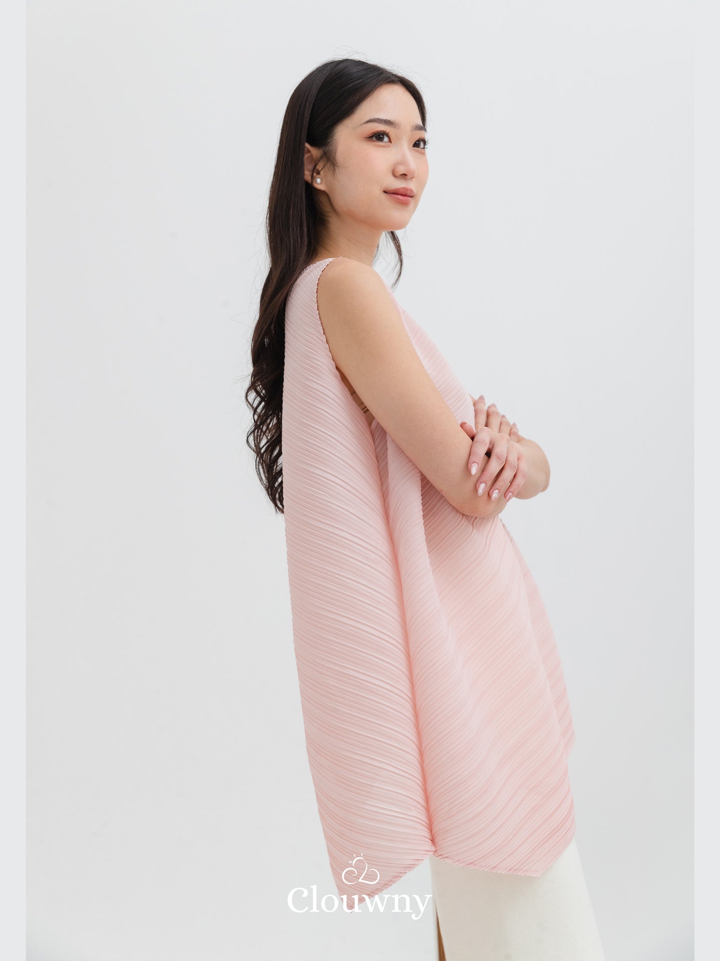 Olza Pleats Top - Dusty Pink