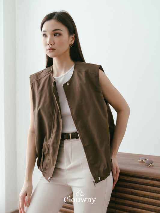 Sander Button Vest - Coffee