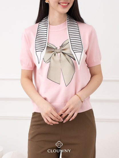 Centre Ribbon Top - Pink