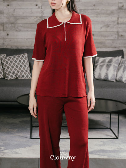 Lucia Knit Set - Maroon