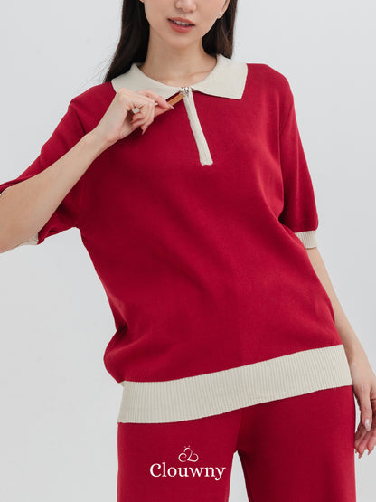 Zippy Knit Set - Maroon