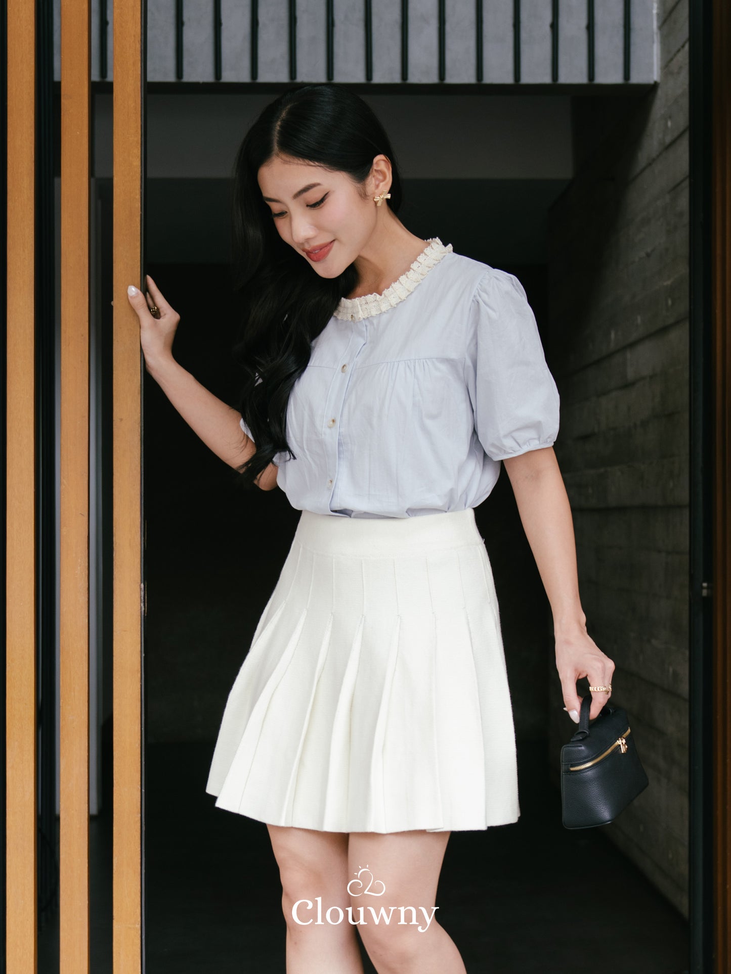 Machi Collar Lace Blouse - Blue