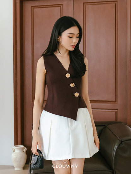 Bianca Asymmetric Vest - Coffee