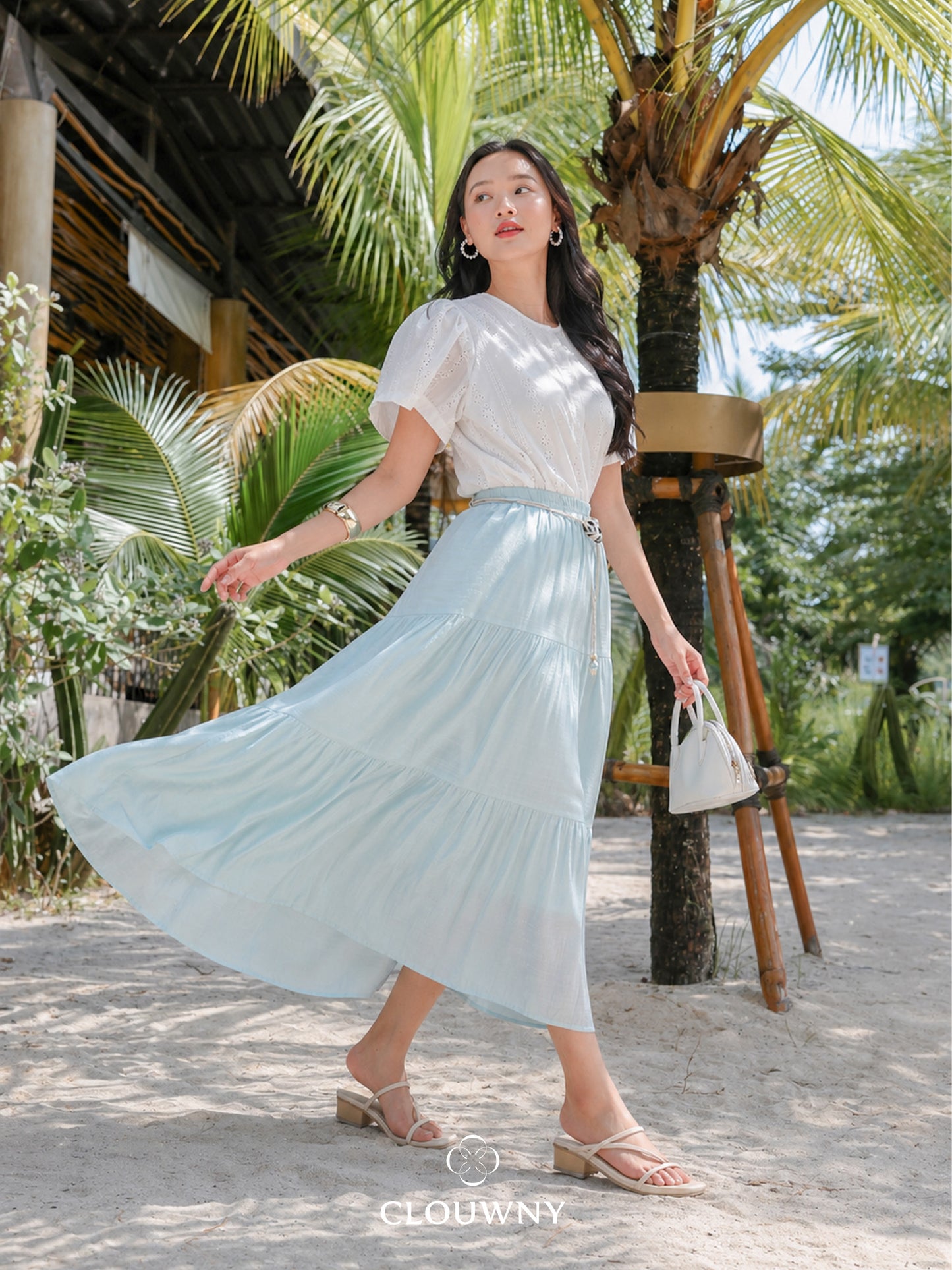 Summer Maxi Linen Skirt - Mint