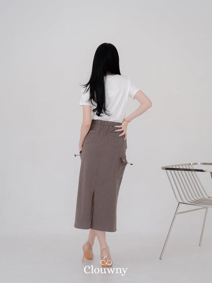 Kaze Cargo Denim Skirt - Grey