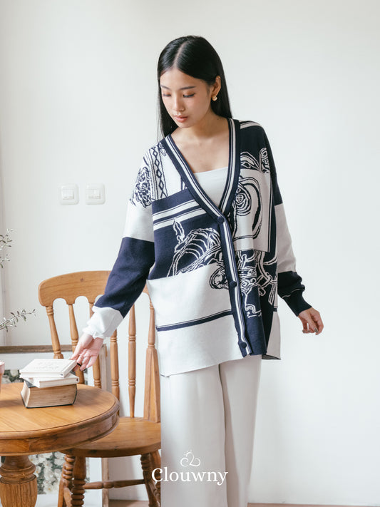 Fleur Knit Cardigan - Navy