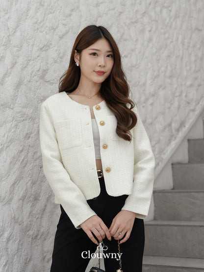 Davia Tweed Blazer - White