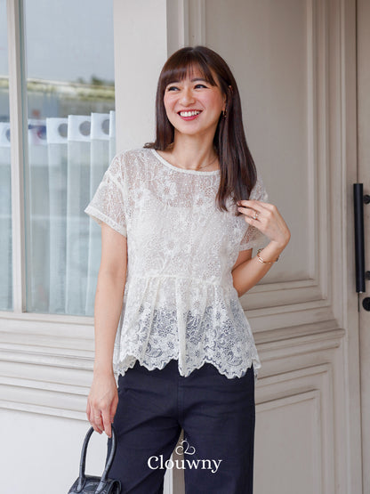 Elsya Lace Blouse - Cream