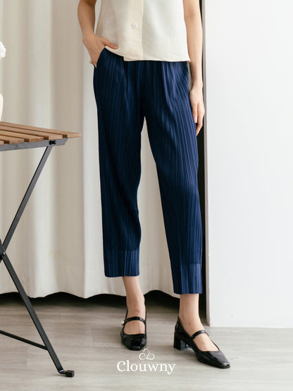 June Basic Pleats Pants - Navy