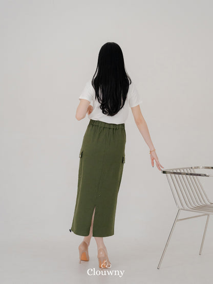 Dex Cargo Denim Skirt - Army