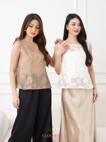 Asoka Embroidery Lace Top - Beige