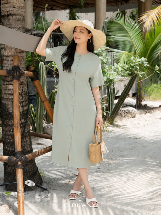Mirsya Button Dress - Green
