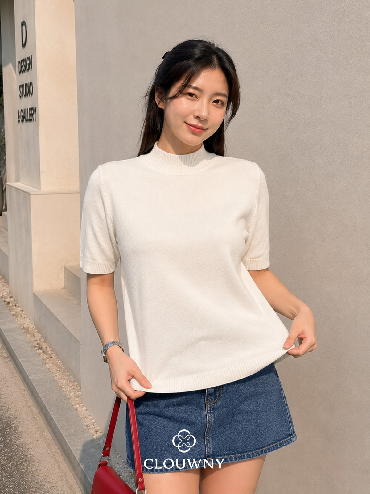West Round Knit Top - White