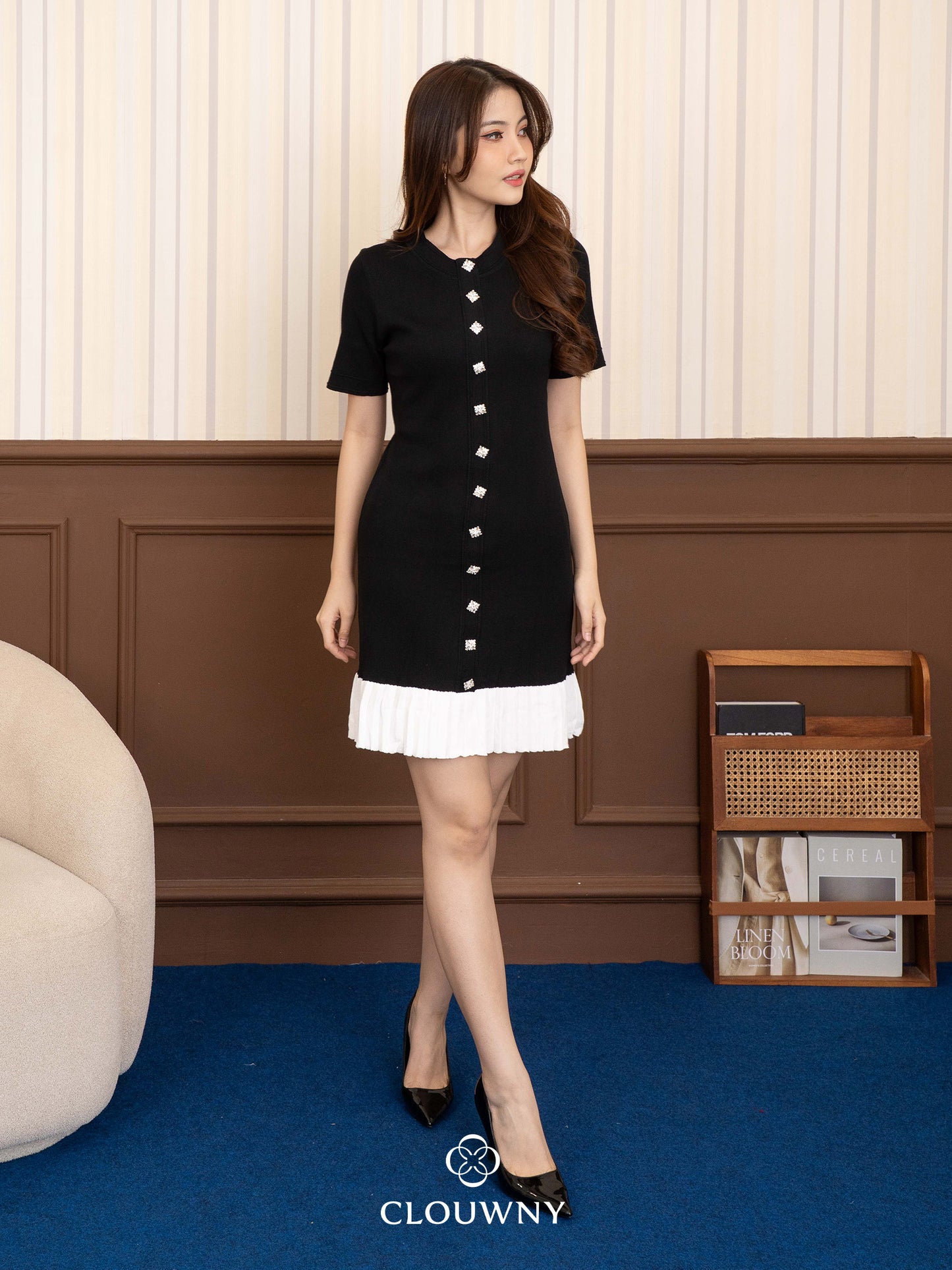 Zera Button Knit Dress - Black