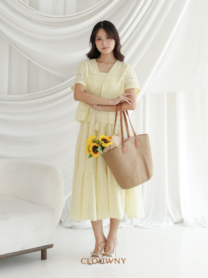 Silca Rubber Broderie Dress - Yellow