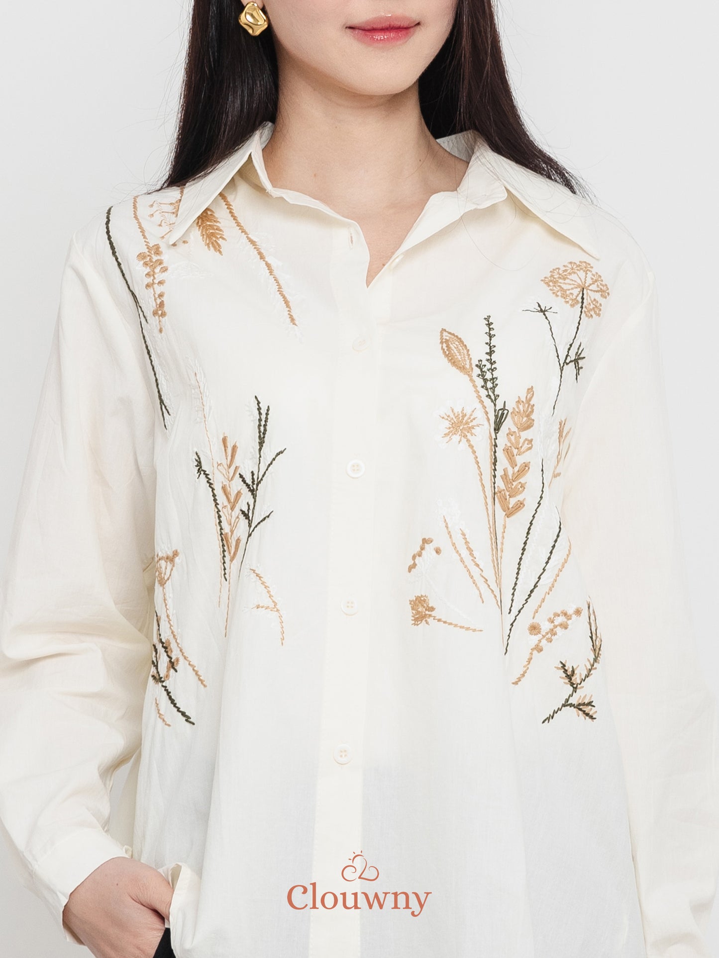 Katerin Flower Shirt - Cream