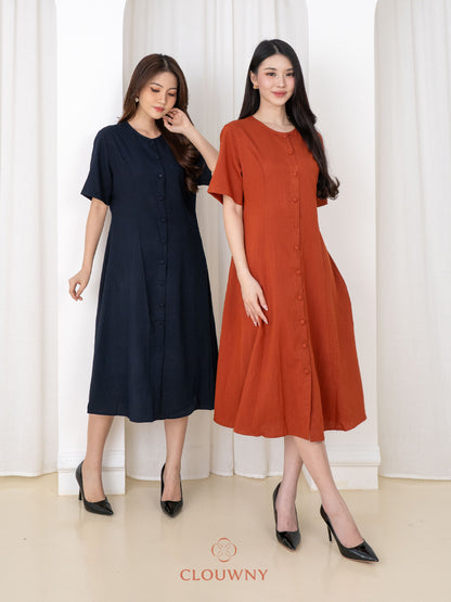 Mirsya Button Dress - Terracota