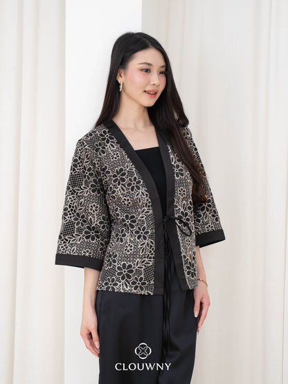 Citra Flower Lace Kimono - Black