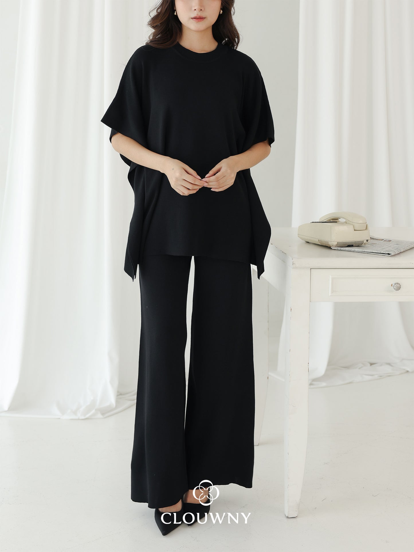 Joel Batwing Knit Set - Black
