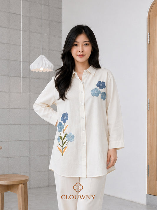 Jamie Double Button Shirt - White