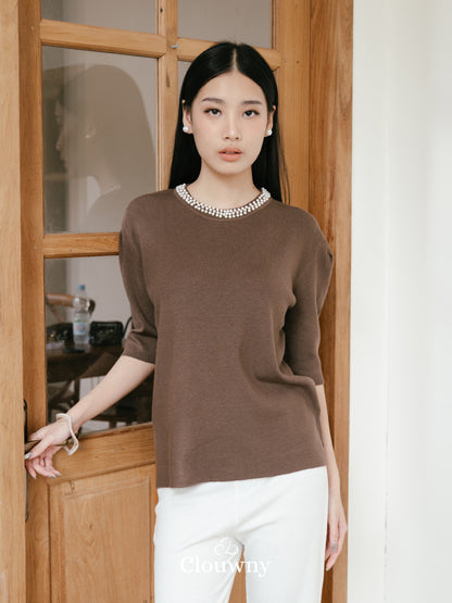 Itza Pearl Knit Top - Coffee