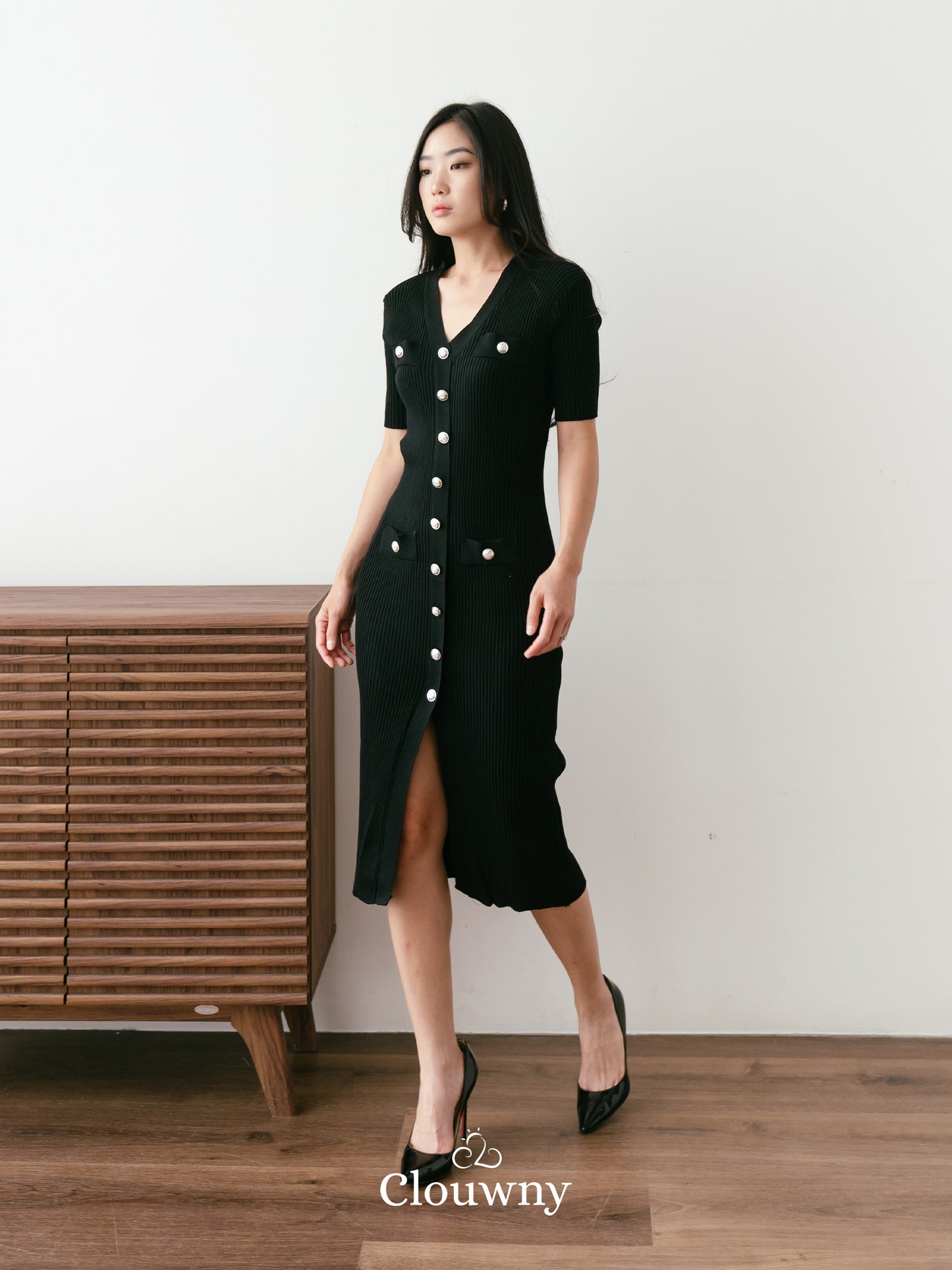 Edmond Button Dress - Black