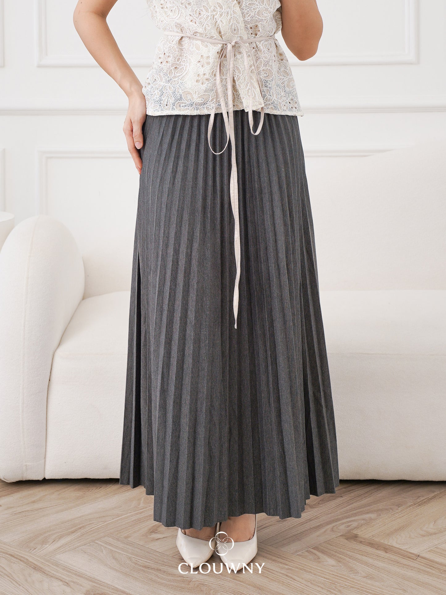 Aretha Pleated Skirt - Grey