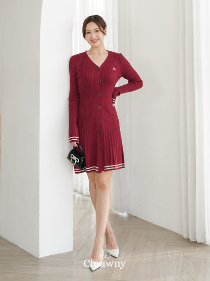 Scarlet Longsleeve Knit Dress - Maroon