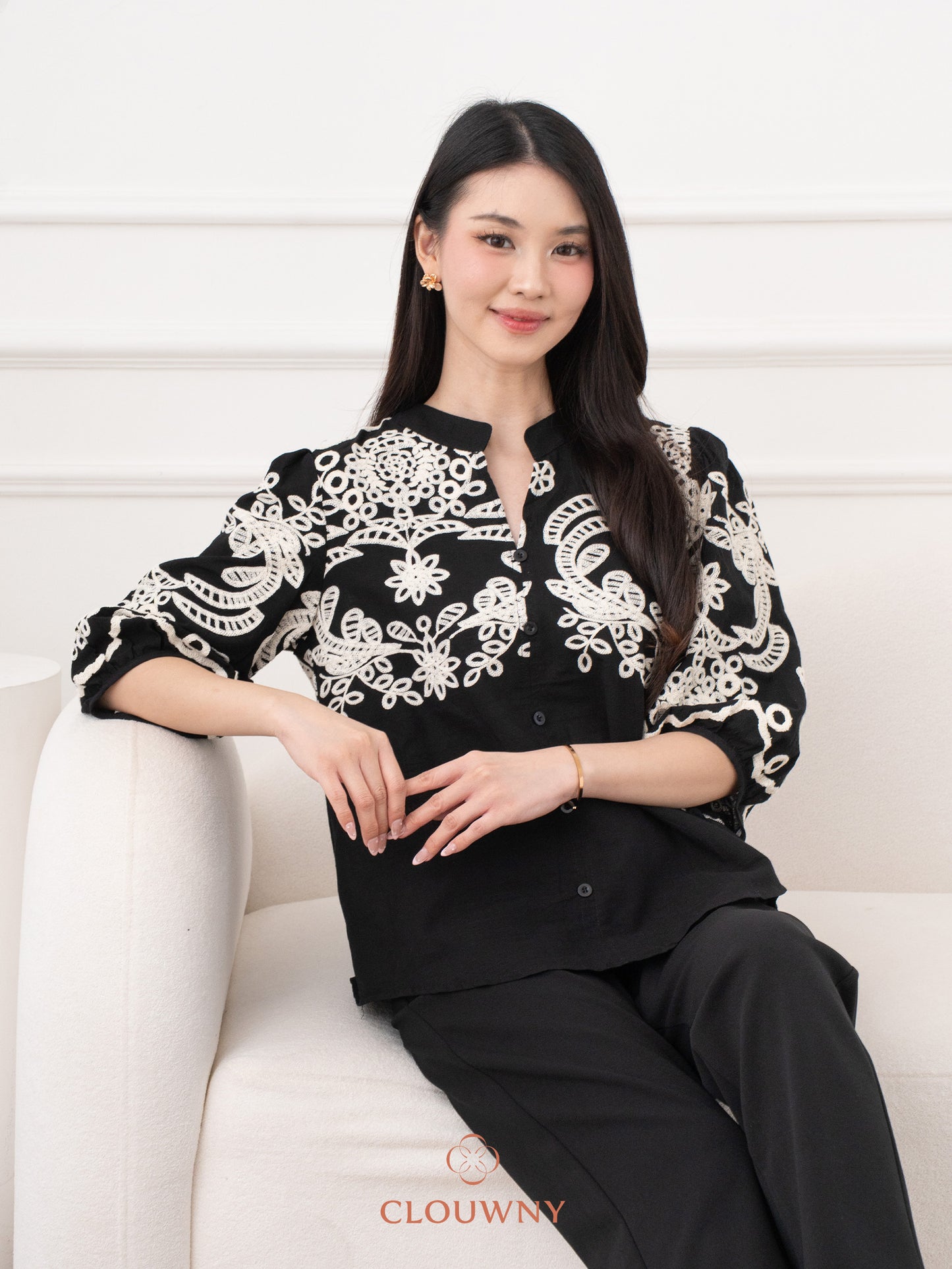 Indira Lace Blouse - Black