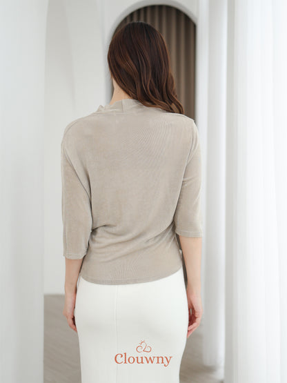 Alfreda Vneck Knit Top - Oat