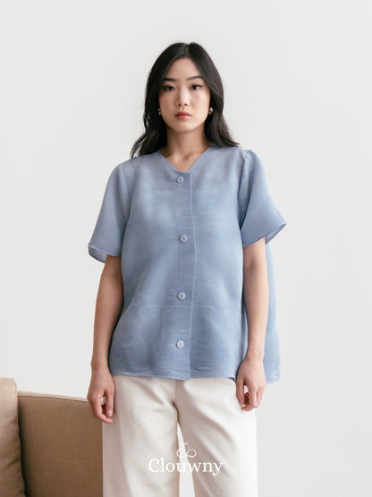 Arya Basic Pleats Top - Blue