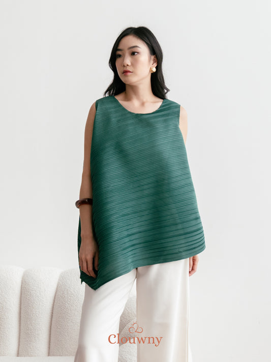 Olza Pleats Top - Emerald Green