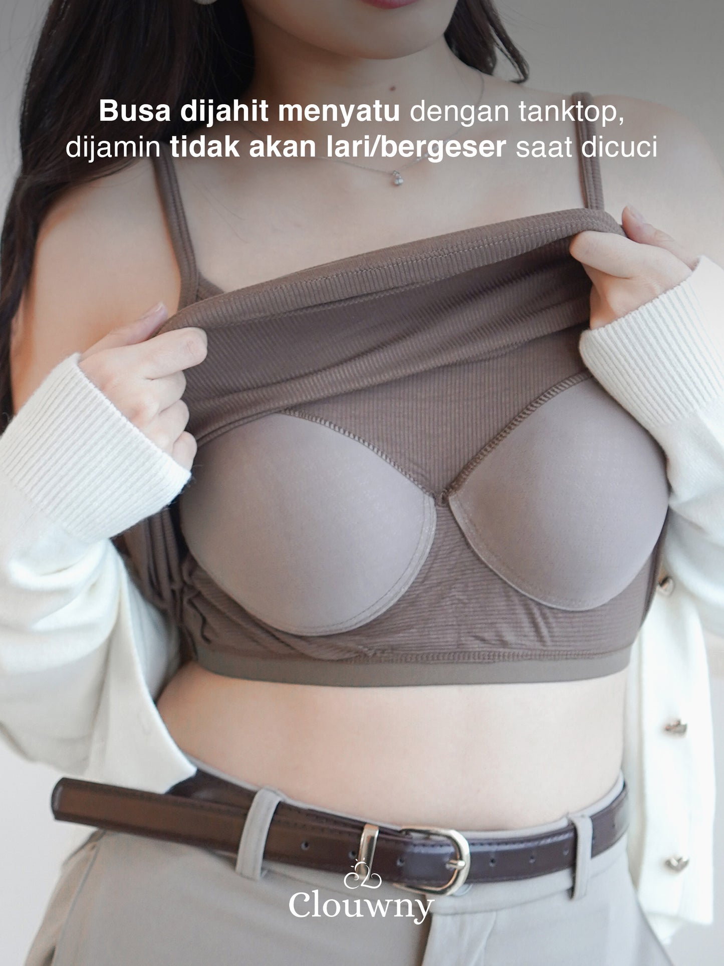 Essential Tanktop Bra Spagheti Strap - Khaki