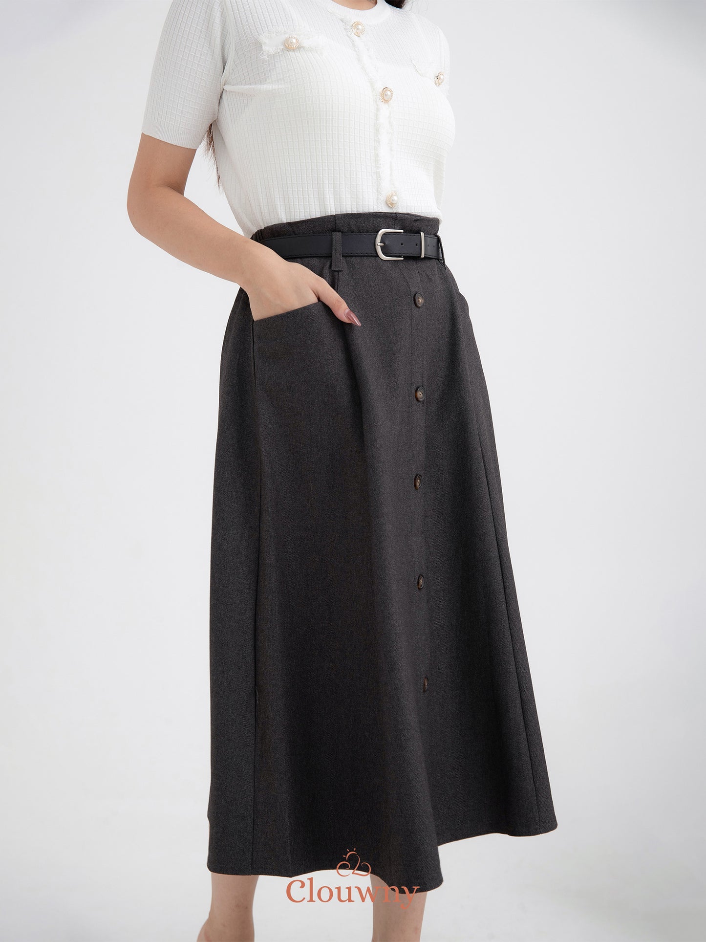 Carol Belt Skirt - Dark Grey