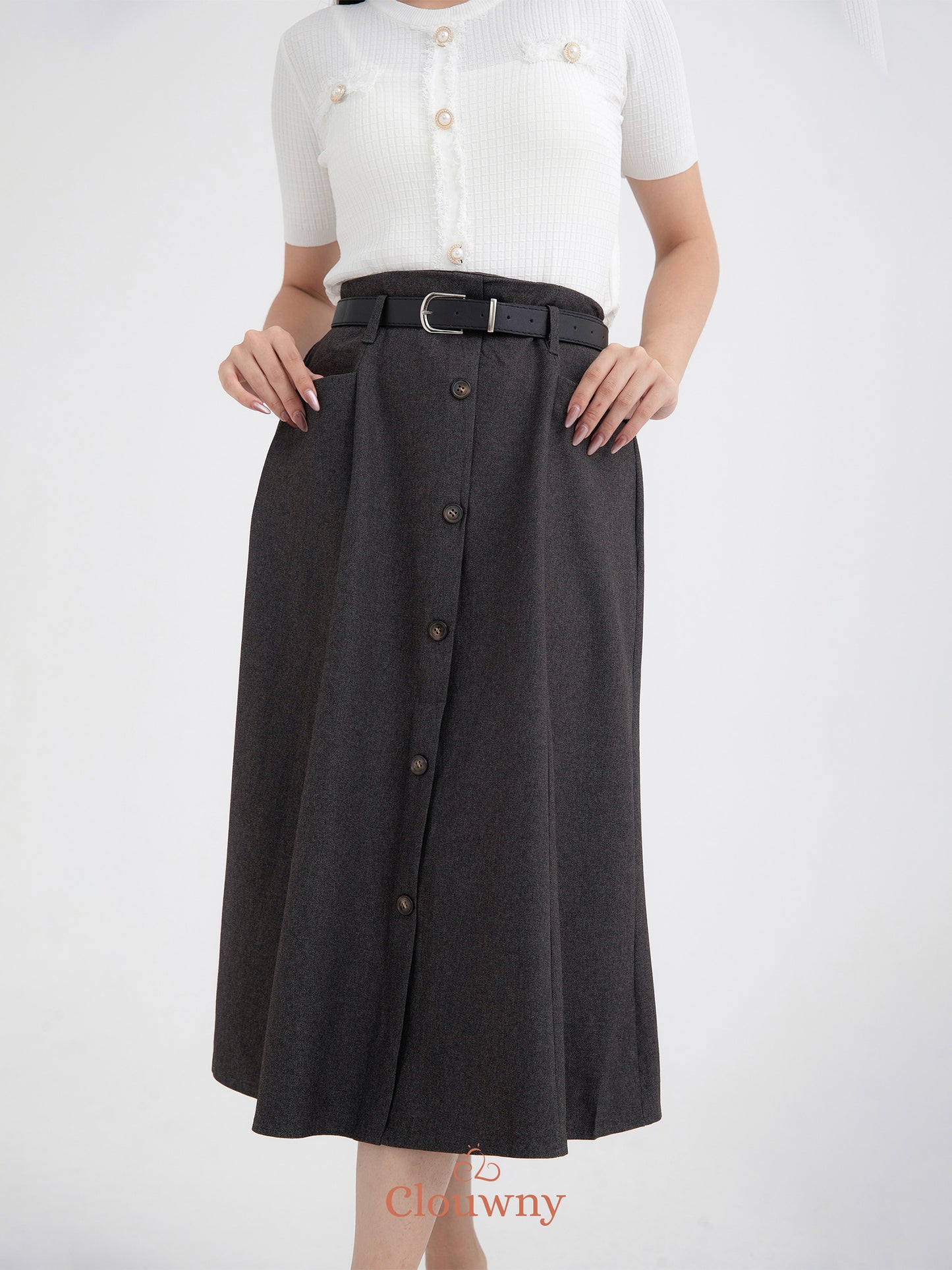 Carol Belt Skirt - Dark Grey