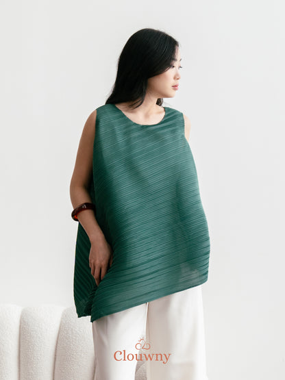 Olza Pleats Top - Emerald Green